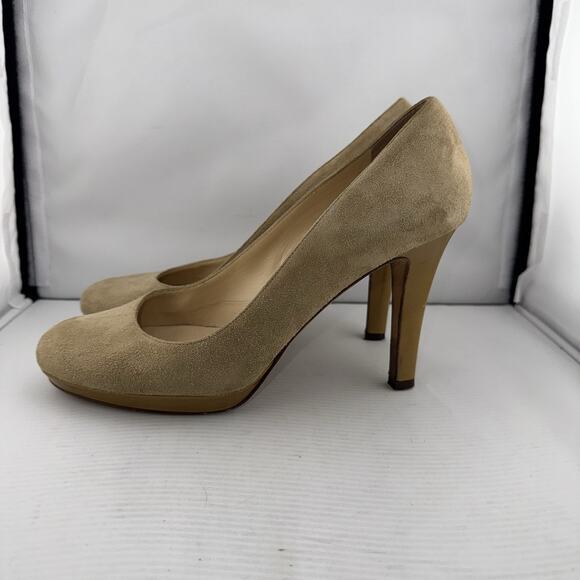 Kate Spade New York Round Toe Pump 3.5” Heels Beige‎ Suede 8B Made In Italy - Picture 6 of 13
